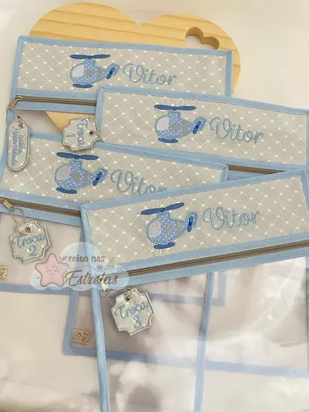Saquinho Organizador Maternidade Bordado Detalhe- Kit Com 4