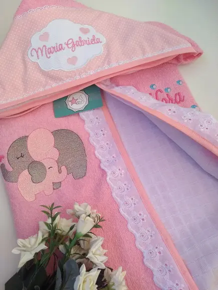 Toalha de Banho Bebê com Capuz Elefante