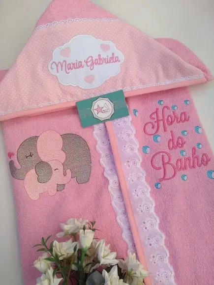 Toalha de Banho Bebê com Capuz Elefante
