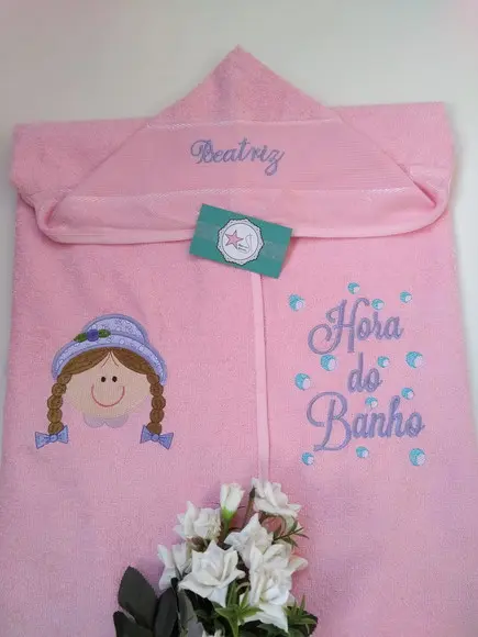 Toalha de Banho Bebê com capuz Hora do Banho- Boneca de pano