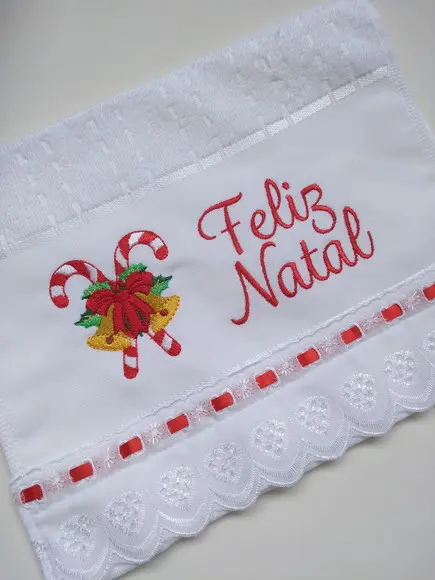 Toalha lavabo e porta papel higiênico Natal - kit 2 peças