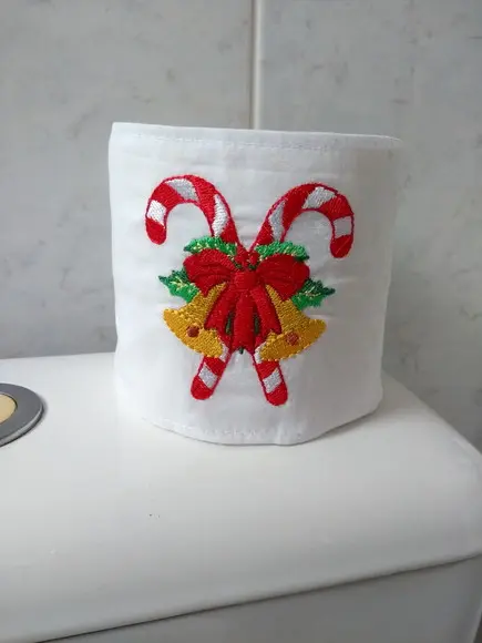 Toalha lavabo e porta papel higiênico Natal - kit 2 peças