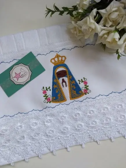 Toalha Nossa Senhora Aparecida Bordada