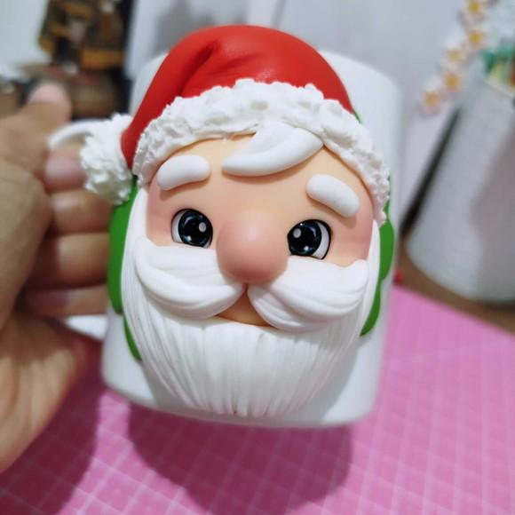 Caneca Papai Noel Personalizada em Biscuit