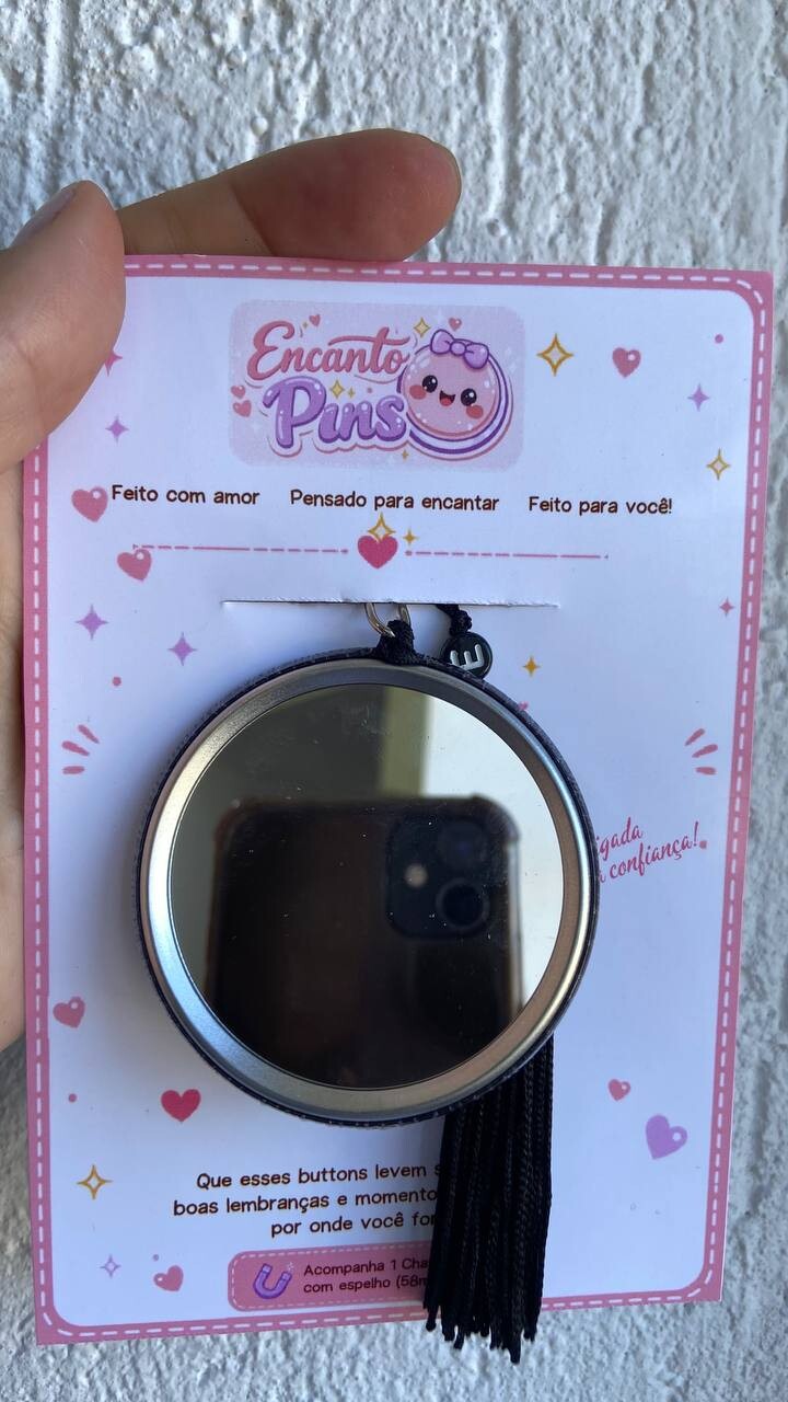 Chaveiro com Espelho Personalizado 58 mm com Tassel