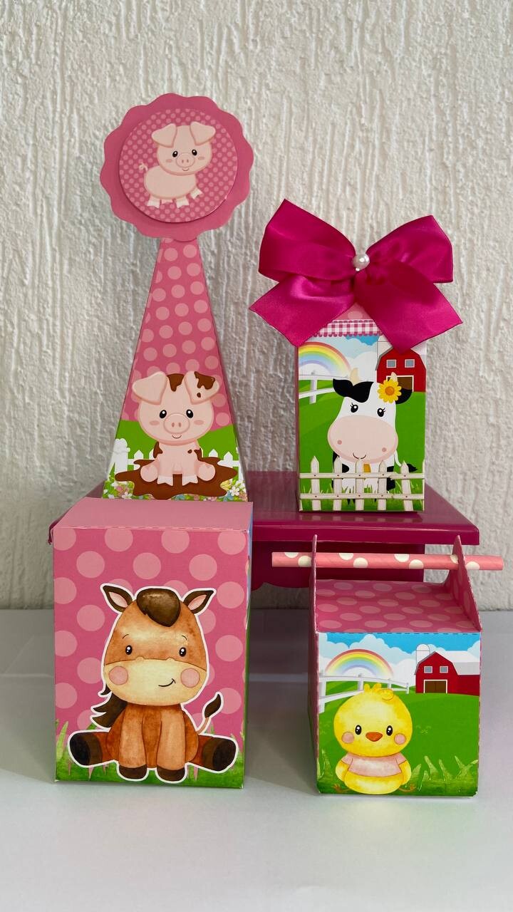 Kit Festa Personalizado 16 Caixinhas | 4 Milk + 4 Pirâmide + 4 C
