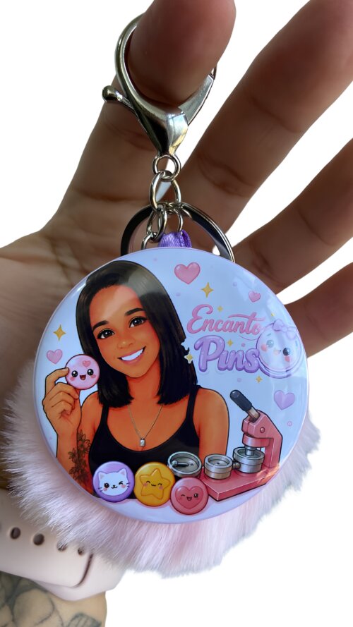 Chaveiro de Espelho com Pompom Personalizado para Presentes