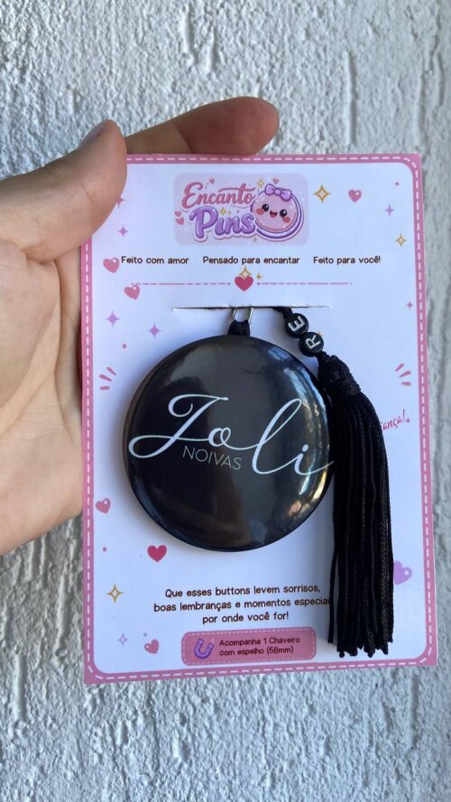 Chaveiro com Espelho Personalizado 58 mm com Tassel