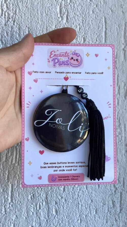Chaveiro com Espelho Personalizado 58 mm com Tassel