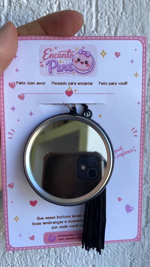 Chaveiro com Espelho Personalizado 58 mm com Tassel