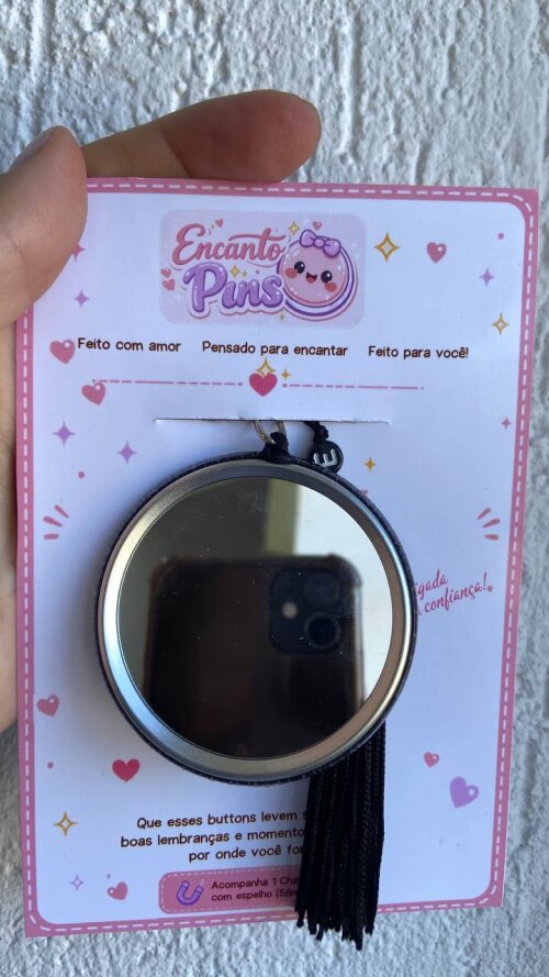 Chaveiro com Espelho Personalizado 58 mm com Tassel