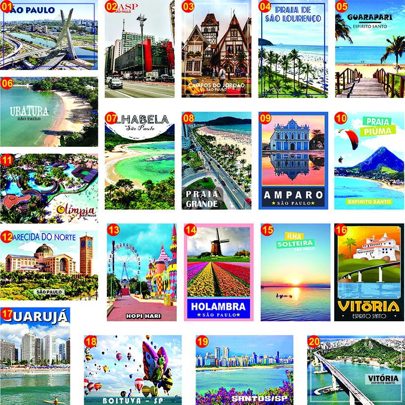 Ímãs de geladeira Cidades e praias turisticas, monumentos, parq