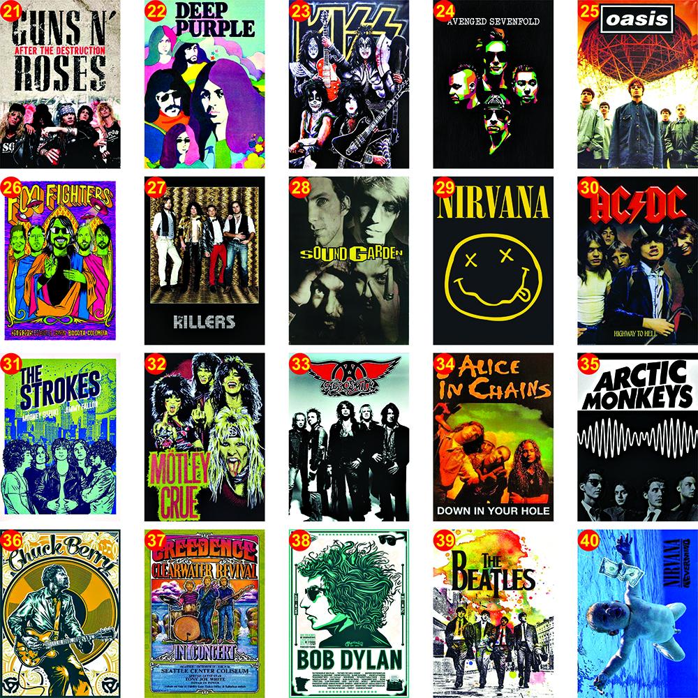 Ímãs de geladeira mini posters de bandas de Rock' Roll, músico