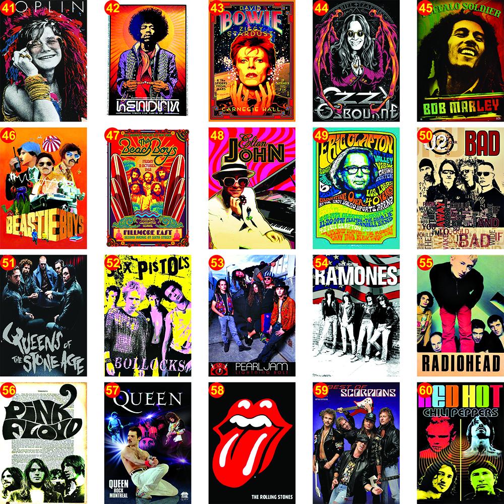 Ímãs de geladeira mini posters de bandas de Rock' Roll, músico