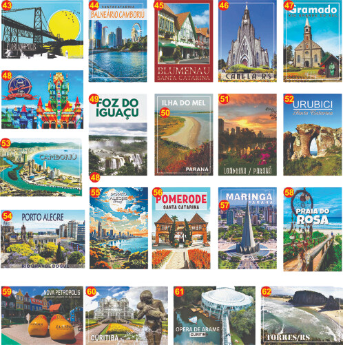 Ímãs de geladeira Cidades e praias turisticas, monumentos, parq