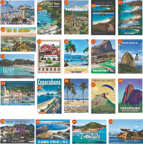 Ímãs de geladeira Cidades e praias turisticas, monumentos, parq