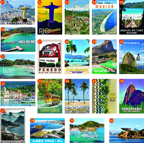 Ímãs de geladeira Cidades e praias turisticas, monumentos, parq