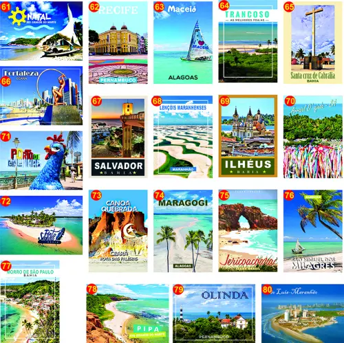Ímãs de geladeira Cidades e praias turisticas, monumentos, parq