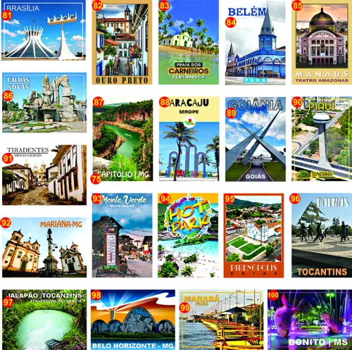 Ímãs de geladeira Cidades e praias turisticas, monumentos, parq