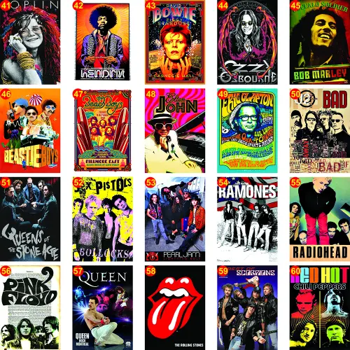 Ímãs de geladeira mini posters de bandas de Rock' Roll, músico
