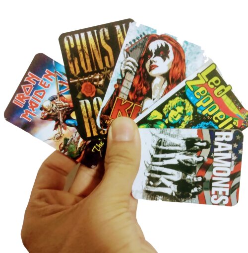 Ímãs de geladeira mini posters de bandas de Rock' Roll, músicos, shows.