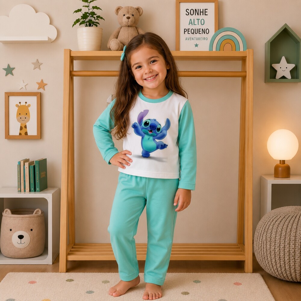Pijama longo Stitch