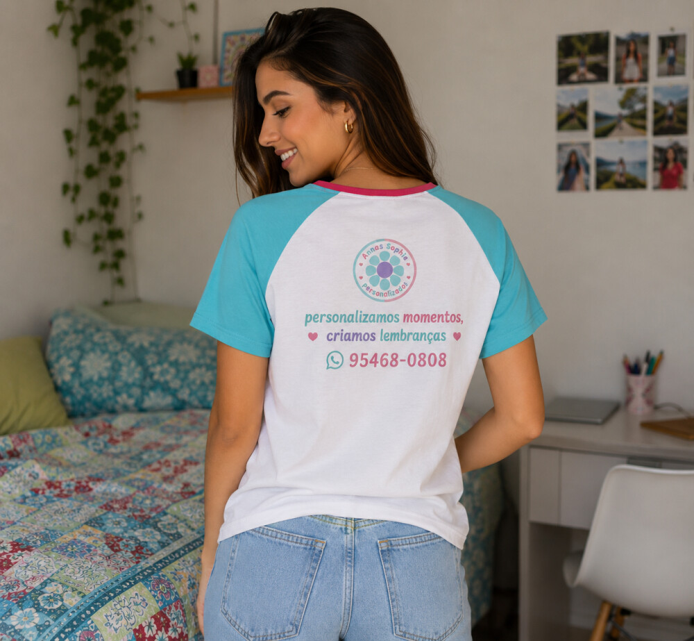 Camiseta Personalizada com a sua marca - Raglan