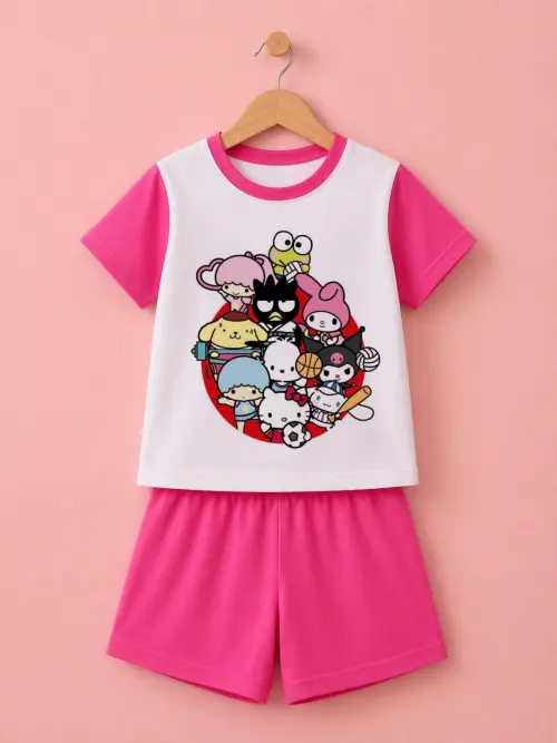Pijama curto Hello Kitty e turma