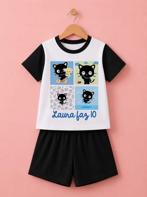 Pijama curto Hello Kitty e turma