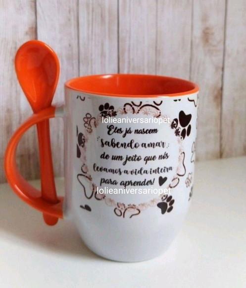 Caneca com Colher Pet com Foto/ Caneca Mãe de Pet