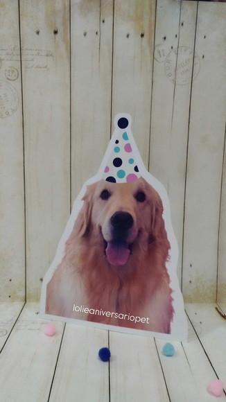 Kit Bandeirola com Foto, Topper e Display com Foto Cachorro