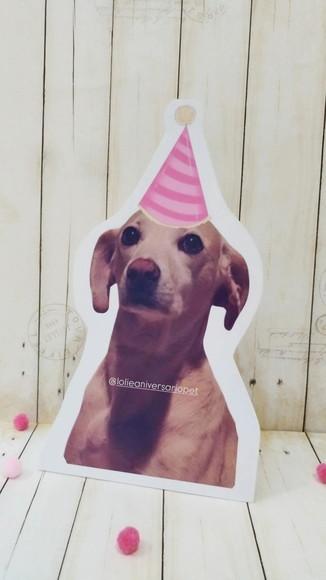 Kit Bandeirola com Foto, Topper e Display com Foto Cachorro