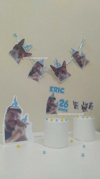 Kit Bandeirola com Foto, Topper e Display com Foto Gato