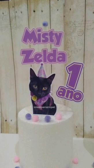 Kit Bandeirola com Foto, Topper e Display com Foto Gato