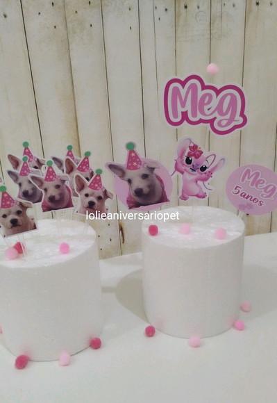 Kit Bandeirola, Topper e Chapeuzinho Aniversário Cachorro