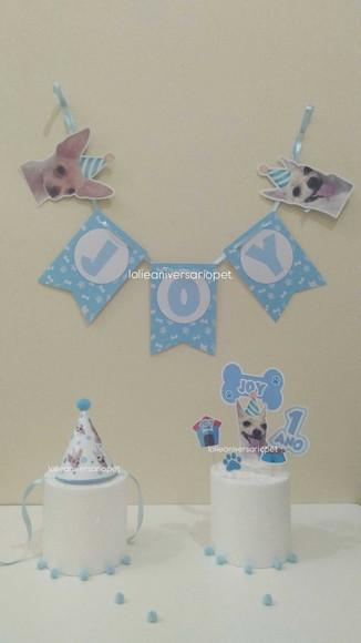 Kit Bandeirola, Topper e Chapeuzinho Aniversário Cachorro