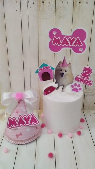 Kit Chapeuzinho e Topper para Bolo Aniversário Cachorro