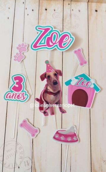 Kit Chapeuzinho e Topper para Bolo Aniversário Cachorro