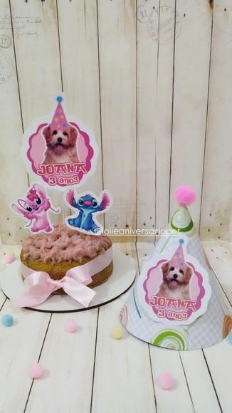 Kit Chapeuzinho e Topper para Bolo Aniversário Cachorro