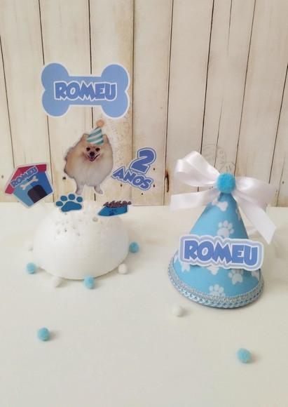Kit Chapeuzinho e Topper para Bolo Aniversário Cachorro