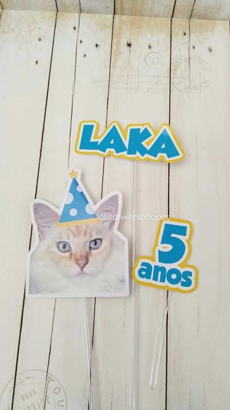Kit Chapeuzinho e Topper para Bolo Aniversário Gato