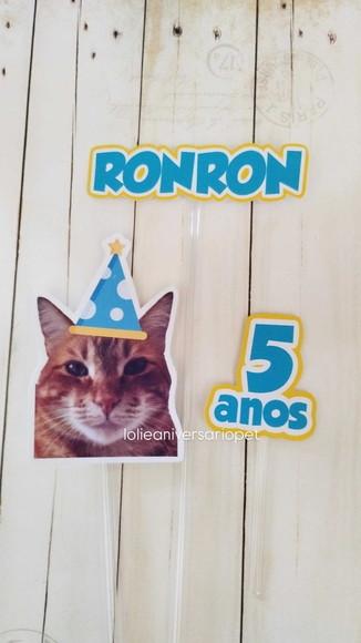 Kit Chapeuzinho e Topper para Bolo Aniversário Gato