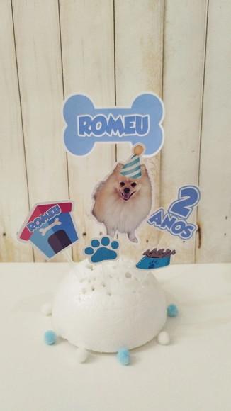 Kit Chapeuzinho e Topper para Bolo Aniversário Cachorro