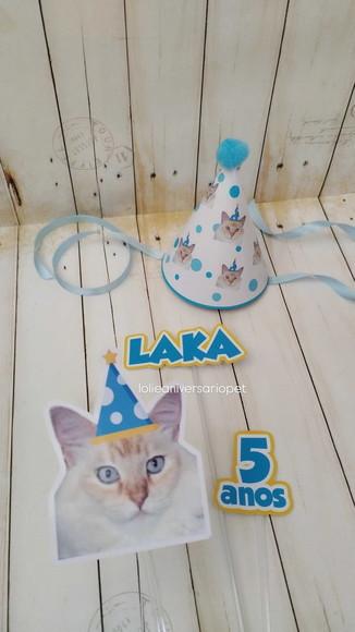 Kit Chapeuzinho e Topper para Bolo Aniversário Gato