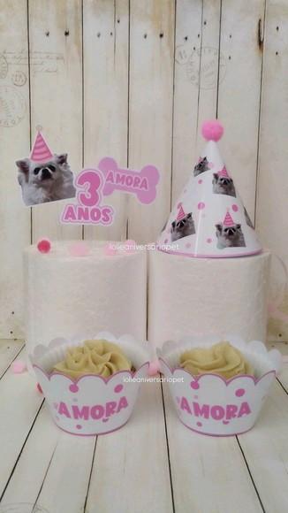 Kit Cupcake e Chapeuzinho Aniversário Cachorro