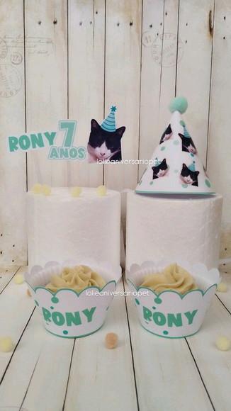 Kit Cupcake e Chapeuzinho Aniversário Gato