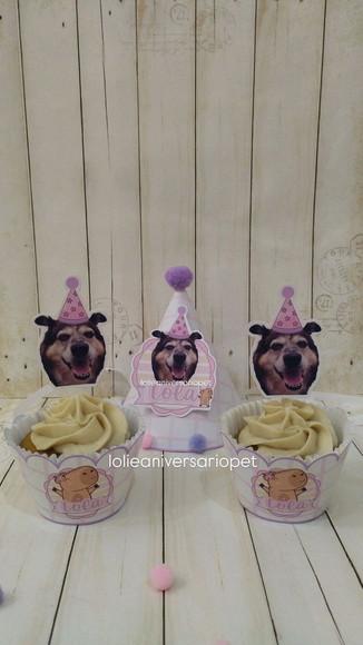 Kit Cupcake e Chapeuzinho Aniversário Cachorro Capivara