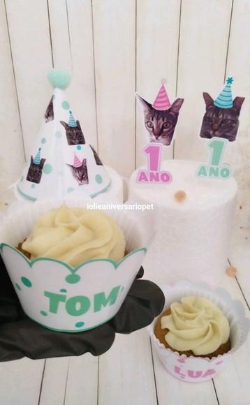 Kit Cupcake e Chapeuzinho Aniversário Gato