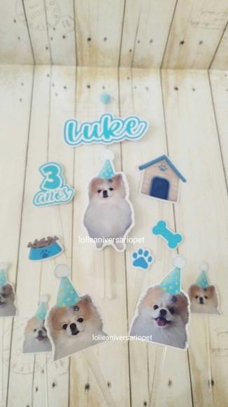 Topper para Bolo Aniversário Pet Cachorro Luke