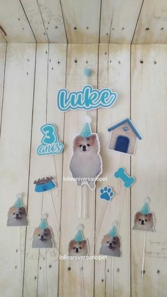 Topper para Bolo Aniversário Pet Cachorro Luke